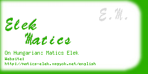 elek matics business card